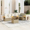 vidaXL 7 Piece Patio Sofa Set with Cushions - Beige and Cream - 2 of 4