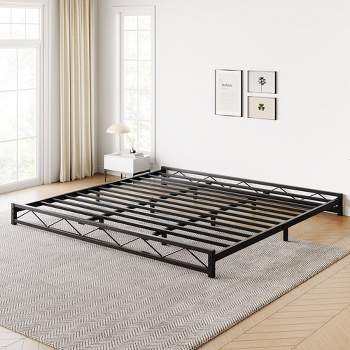 Whizmax 6 Inch Metal Platform Bed Frame with Wavy Pattern, Steel Slat Support, Mattress Foundation and No Box Spring Needed, Easy Assembly, Black