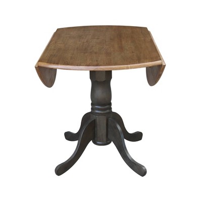Cottage Charm 42" Round Hickory Wood Extendable Dining Table