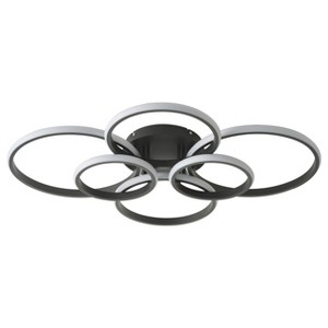 Dewdrop Modern LED Ceiling Light Fixture Black Flush Mount Ring Design for Living Room Bedroom Dining Room - 1 of 4