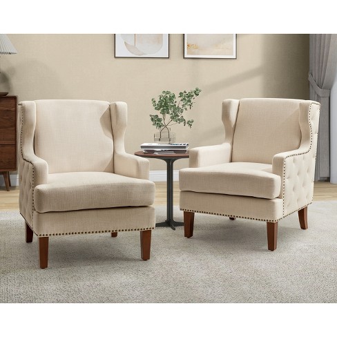 Set Of 2 Gerald Armchair With Recessed Arms And Button-tufted Design ...