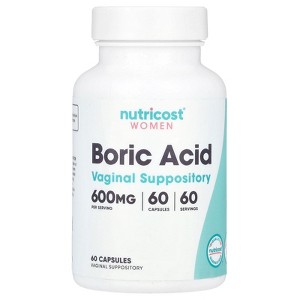 Nutricost Women, Boric Acid, Vaginal Suppository, 600 mg , 60 Capsules - 1 of 2