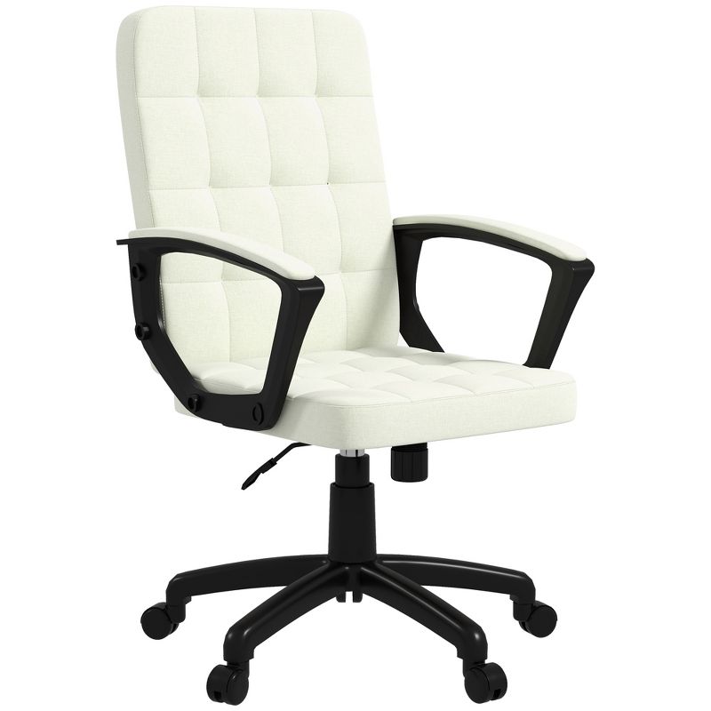 Vinsetto Mid Back Office Chair with Adjustable Height, Wheels, Arms, Comfy Computer Chair, 4 of 7