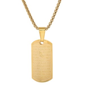 Steeltime Ladies stainless steel serenity prayer pendant comes with 18" chain. Color Options: Silver, Gold - 1 of 4