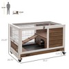 Indoor Rabbit Enclosure, on Wheels, Indoor Bunny Cage Small Animal House with Pull Out Tray Casters Ramp, 35.5" x 21" x 23" - 3 of 4