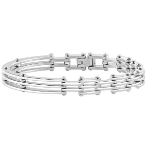 Pompeii3 Men's Steel Polished Single Tone 7.5mm Link Flexible 8 " Cuffed Bracelet - 1 of 3