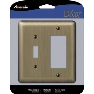 Amerelle Devon Brushed Brass 2 gang Stamped Steel Decorator/Toggle Wall Plate 1 pk - 1 of 1