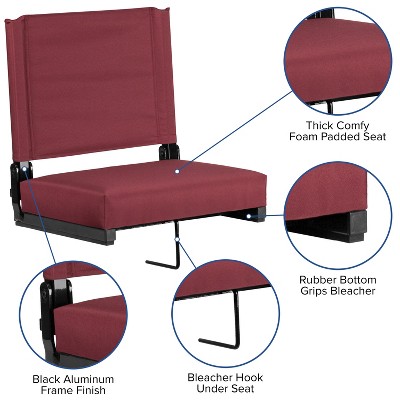 Compact Maroon Ultra-Padded Portable Stadium Seat Duo