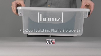 Clear Stackable Plastic Storage Bins with Gray Handles, 31 Quart, Set of 4