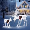 Angel Sar 2pcs 4FT Moose Family LED Decor, 200 LED Leather String Lights, 3.6W Outdoor Garden Decoration with White Moose Figures for Holiday Display - 2 of 4