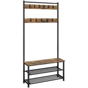 Yaheetech 73” H Metal Hall Tree with Shoe Storage Bench and Movable Hooks - 1 of 4