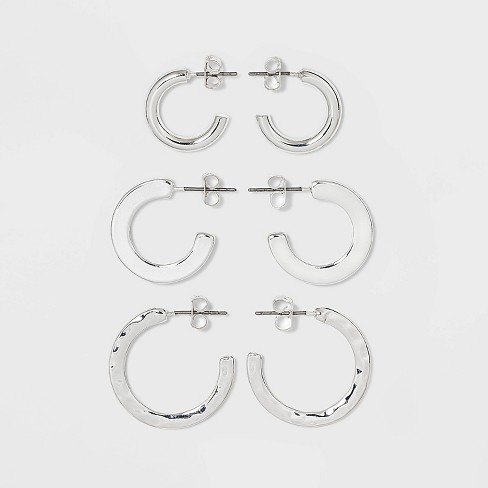 Sterling Silver Hoop Earring - Silver : Target