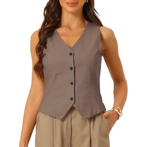 INSPIRE CHIC Women's Fashion Sleeveless Button Down V Neck Crop Summer Vest - 1 of 4