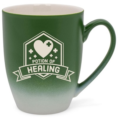 100 North Magic Potion 10 Ounce Green and White Two Toned Ombre, Comfortably Fits Your Hands, Ceramic Tea Coffee Cup Mug, Potion of Healing