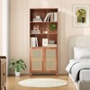 MOEPISY Tall Bookcase with Rattan Doors, 5 Tier Storage Wood Shelves, Natural - 2 of 4