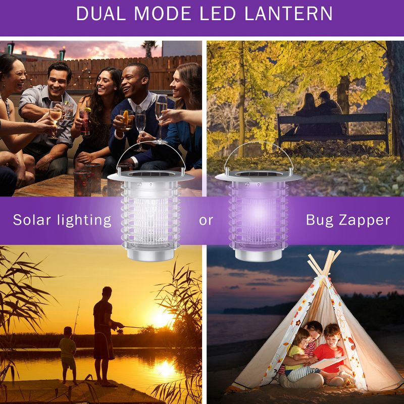 Nature Spring 2-in-1 Portable LED Lantern & Bug Zapper UV Lamp – Silver, 4 of 9