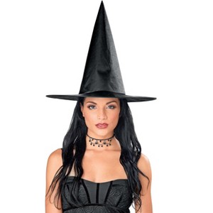 HalloweenCostumes.com One Size Fits Most  Women  Deluxe Satin Adult Witch Hat, Black - 1 of 2