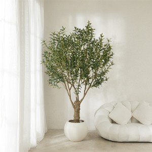 DR.Planzen 7FT Artificial Olive Tree with Thick Stump - UV Resistant Faux Plant for Indoor/Outdoor, Black Pot & Realistic Green Leaves - 1 of 4