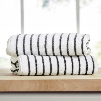 Cabana Stripe 100% Cotton Pool and Beach Towels - Pack of 2 or 4 - Oversized, Absorbent, Quick-Dry Towels - Becky Cameron