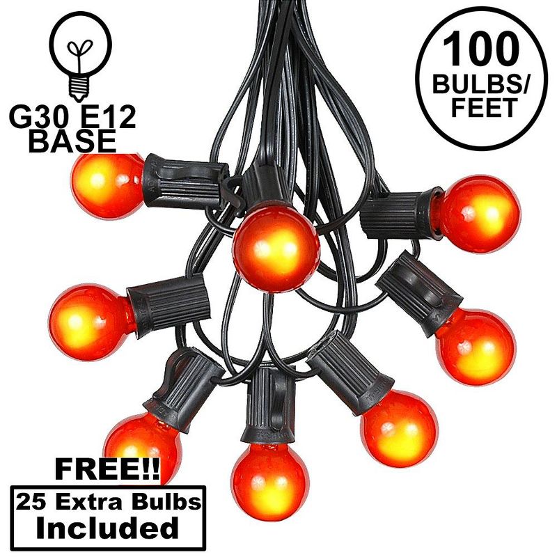 Novelty Lights 100 Feet G30 Globe Outdoor Patio String Lights, Black Wire, 1 of 7