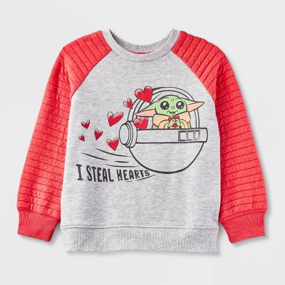 Toddler Baby Yoda Valentine's Day Fleece Pullover Sweatshirt - Gray 12M