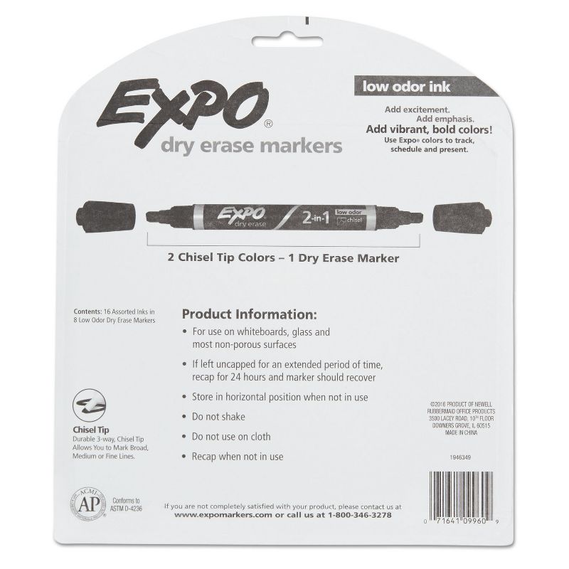 EXPO 2-in-1 Dry Erase Markers 16 Assorted Colors Medium 8/Pack 1944658, 2 of 5