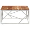 vidaXL Coffee Table Silver Stainless Steel and Solid Acacia Wood - 4 of 4