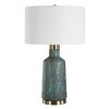 Uttermost Dauphine Table Lamp-Volcanic Deep Teal Glaze with White Linen Shade - 3 of 4