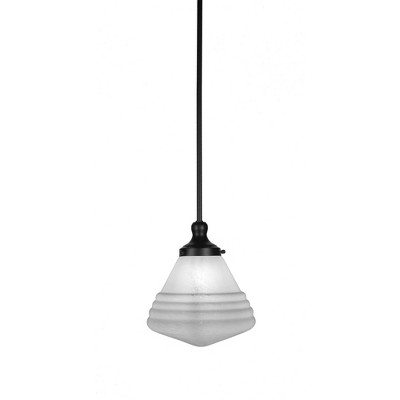 Toltec Lighting Juno 1 - Light Pendant in  Matte Black with 10" White Marble Shade