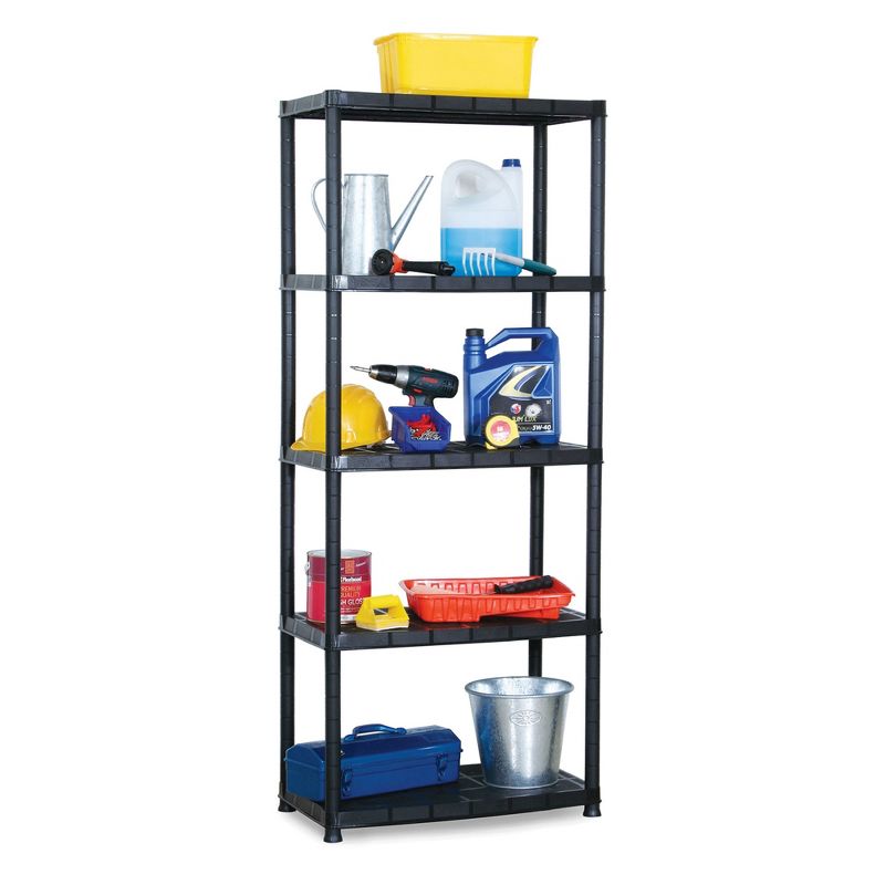 Ram Quality Products Extra Tiered Plastic Utility Storage Shelving Unit System for Garage, Shed, or Basement Organization, Black, 2 of 7