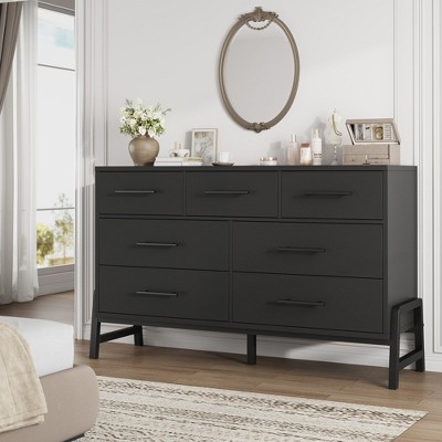 7 Dresser for Bedroom, Freestanding 52" Wide Drawer Dresser with Storage, Wooden Closet Storage Chest for Living Room, Bedroom, Entryway