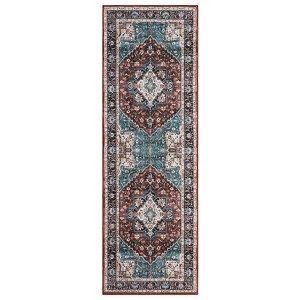 Vintage Floral Medallion Area Rugs for Living Room Dining Room, Retro Accent Low Pile Floor Carpet for Bedroom Home Office - 1 of 4