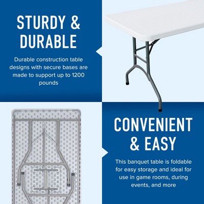 White Rectangular 6-Foot Folding Plastic Outdoor Table