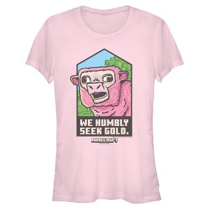 Juniors A Minecraft Movie We Humbly Seek Gold Sheep Poster T Shirt - 1 of 4