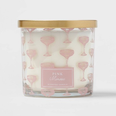 Photo 1 of 14oz Lidded Glass Candle Pink Mimosa - Threshold TWO PACK 