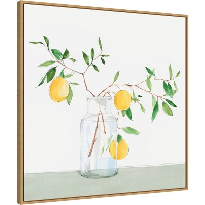Sweet Lemonade Abstract Canvas Wall Art with Float Frame