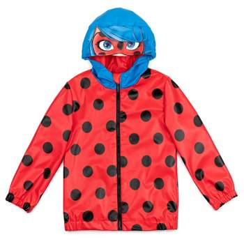 Miraculous Ladybug Girls Zip Up Waterproof Rain Jacket Little Kid to Big Kid 