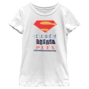 Girl's DC League of Super-Pets Dotted Superman Crest T-Shirt - 1 of 4