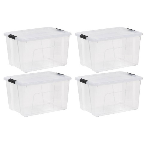 Iris 60qt 4pk Plastic Storage Bins With Lids And Latching Buckles : Target