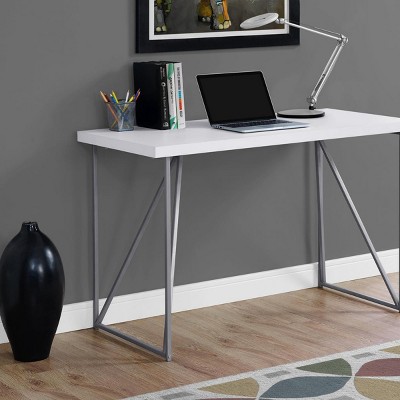 INFURNIC Desks 48"L Modern Laptop Desk with Sturdy Metal Legs and Stylish Laminate Top for Small Spaces, White, 47.25"*22"*30"