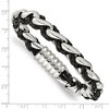 Black Bow Jewelry 10.75mm Stainless Steel & Black Leather Polished Link Bracelet, 8.5 In - 3 of 4