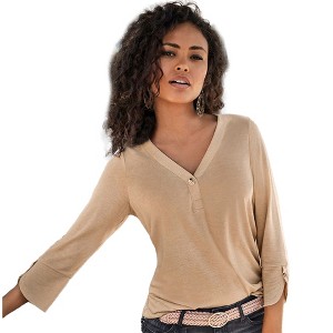 Women's Button V-Neck Top - LASCANA - 1 of 4