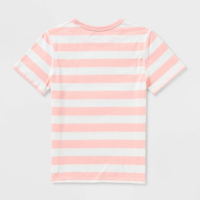 Cat & Jack Girls' 2pk Adaptive Short Sleeve Heart and Striped T-Shirt - Cat & Jack™ Purple/Peach Pink M — фото 2