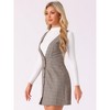 Allegra K Women's V Neck Gingham Check Pinafore Overalls Suspenders Plaid Print Dress - 2 of 4