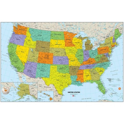 Multicolor Dry Erase US and World Map Decal Set with Marker