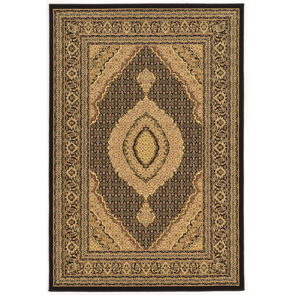 9'x12' Persian Style Treasures Mahi Tabriz Rug Black/Cream - Linon