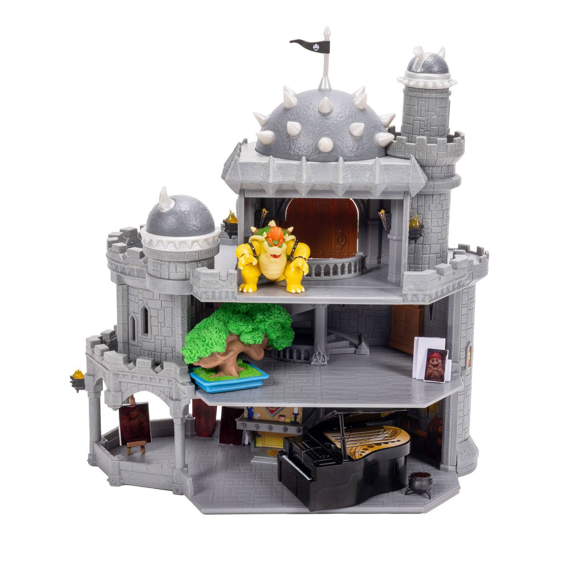 The Super Mario Galaxy Movie – Deluxe Bowser Castle Playset with 1.5” Bowser Figure, Piano, Bonsai Tree, Heat-Activated paintings and more