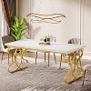 Tribesigns 63" Dining Table for 4-6 People, Rectangular Modern Kitchen Dinner Table for Dining Room, White Faux Marble and Gold - 3 of 4
