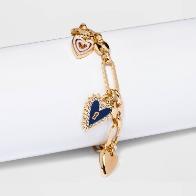 SUGARFIX by BaubleBar Heart Charm Link Chain Bracelet - Gold