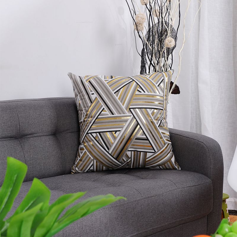 PiccoCasa Bronzing Home Pillowcase Decorative Cushion Pillow Cover Gold Print Throw Pillow Covers, 2 of 9